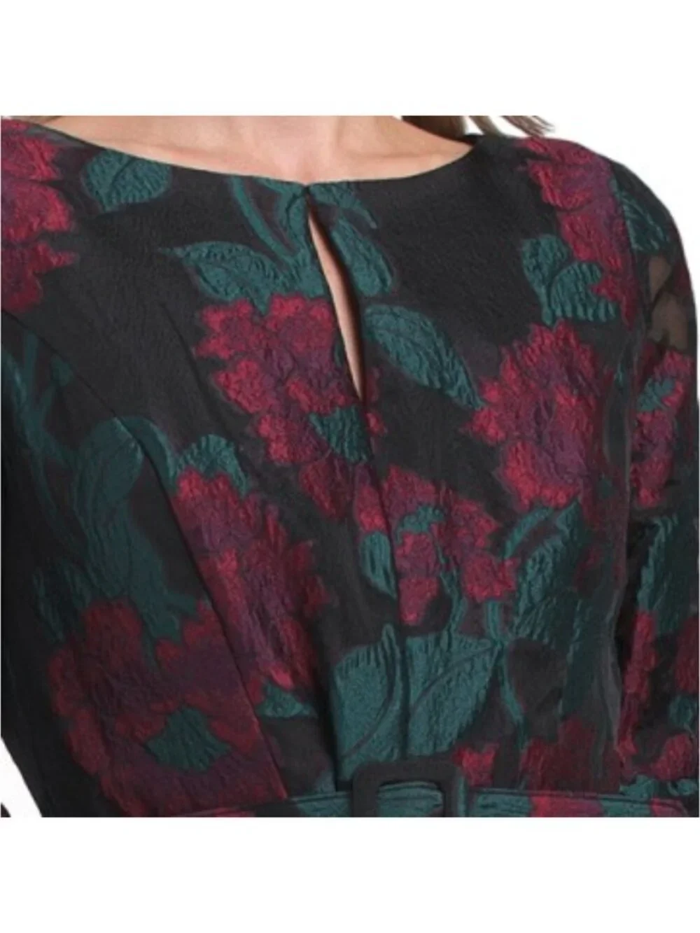 TAHARI ASL Belted Bell Sleeve Sheath Mini Dress - Picture 3 of 4